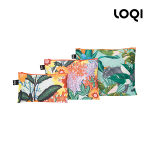 LOQI Zip-Etuis, 3er Set Thai Floral & Wild Forest 